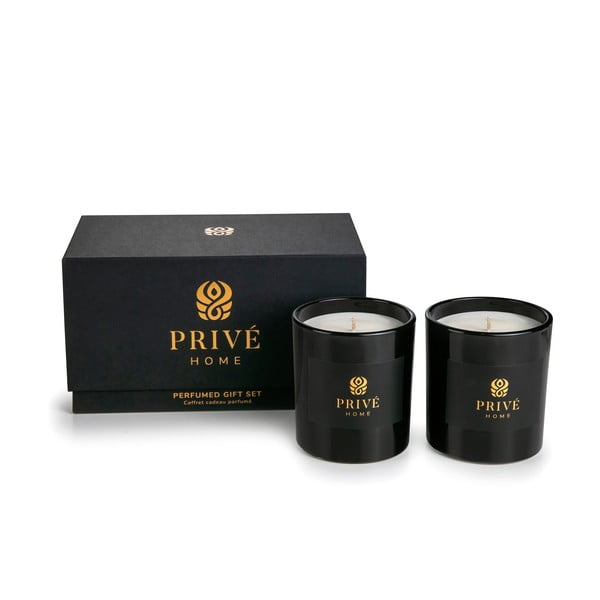 2 juodų kvapniųjų žvakių rinkinys Privé Home Muscs Poudres/Delice d'Orient