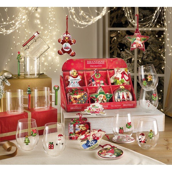 Iš stiklo puodeliai 2 vnt. su Kalėdų motyvu 450 ml Long Live Xmas – Brandani-image-1