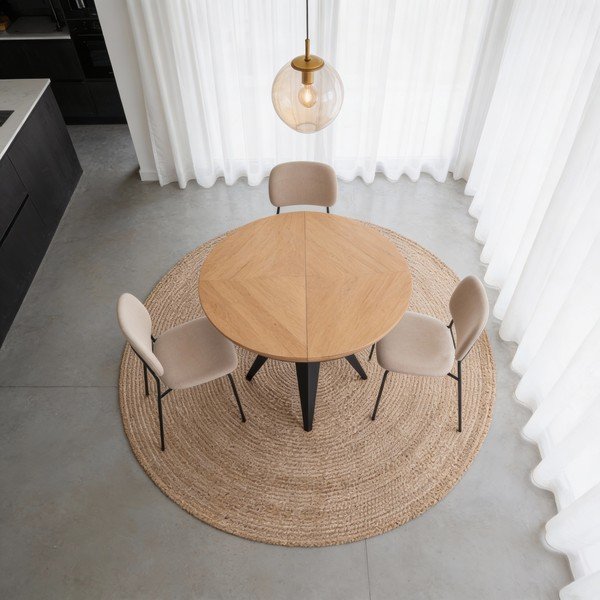 Apvalios formos prailginamas valgomojo stalas su papildomu stalviršiu su ąžuolo dekoro stalviršiu ø 120 cm Magnus – Windsor & Co Sofas-image-3