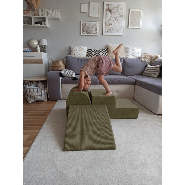 Khaki spalvos iš velveto putų žaidimų aikštelė 3 vnt. aukštis 30 cm 45x143 cm – Meowbaby-image-1