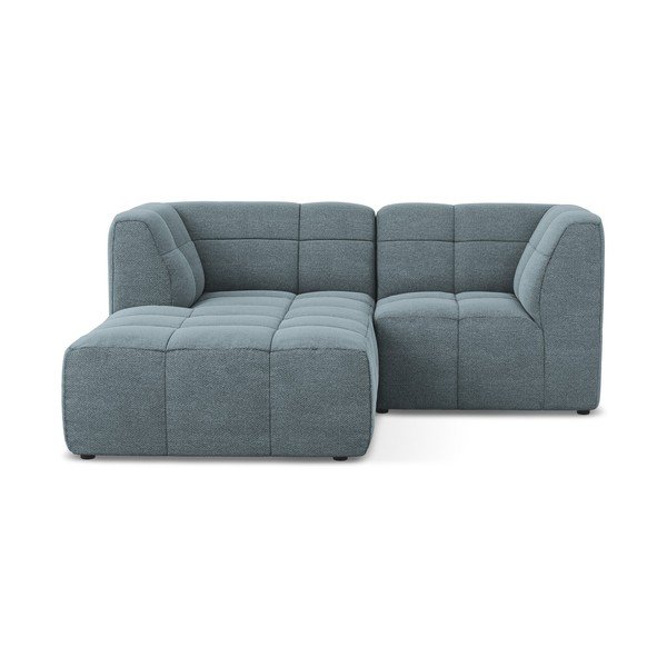 Mėlynos spalvos kampinė sofa iš boucle (su kairiuoju kampu/su gultu) Aloha – Makamii
