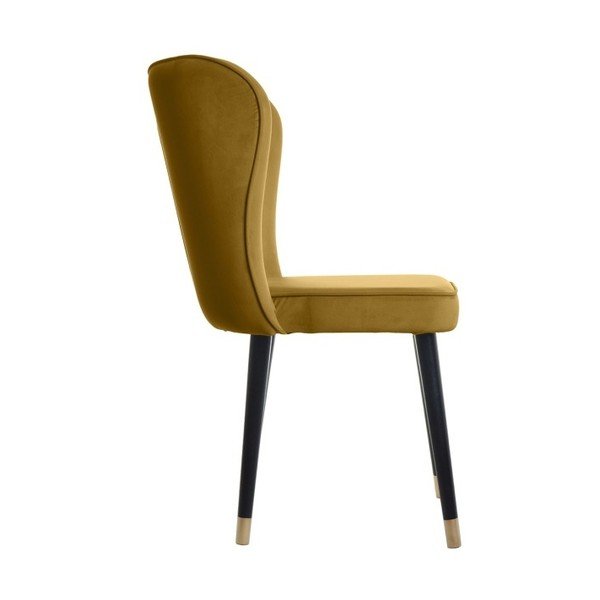 Geltonos spalvos valgomojo kėdė su aukso detalėmis JohnsonStyle Odette French Velvet-image-1