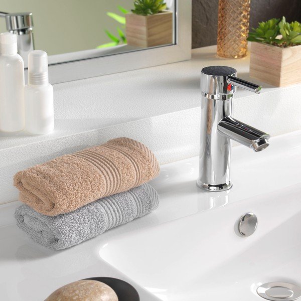 Šviesiai rudos spalvos iš frote audinio iš medvilnės rankšluostis 30x50 cm Tendresse – douceur d'intérieur-image-1