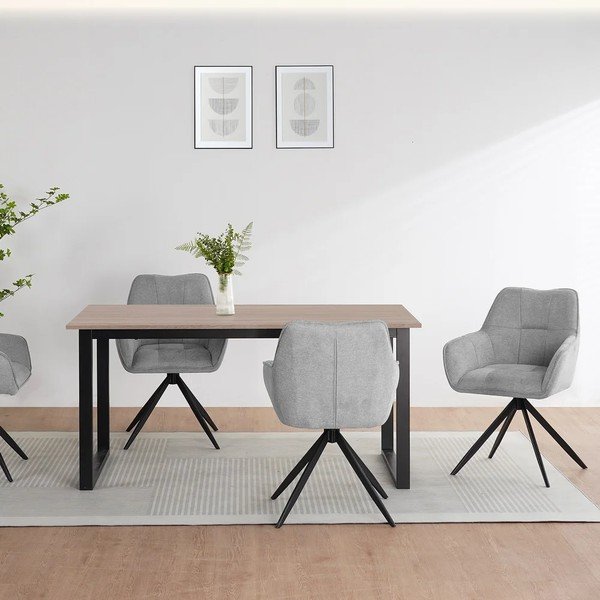 Valgomojo stalas su ąžuolo dekoro stalviršiu 90x160 cm Luton – Støraa-image-2