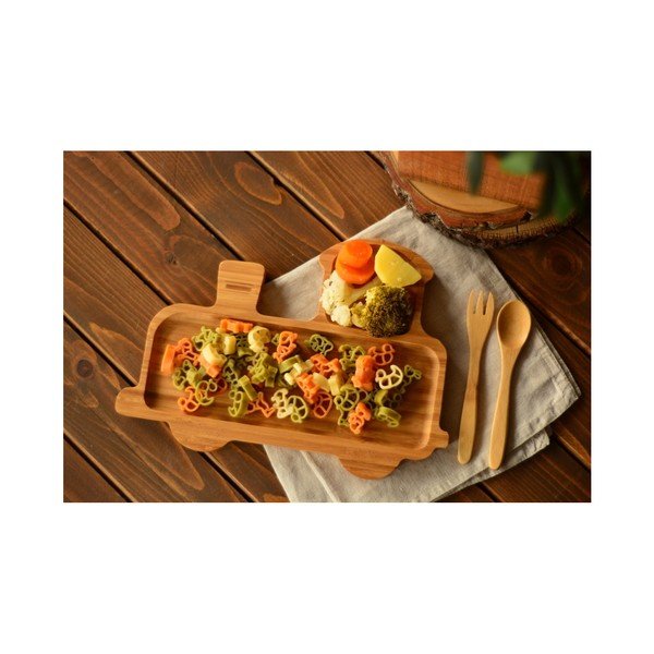 Vaikiškas traukinio formos indų rinkinys iš bambuko Bambum-image-1