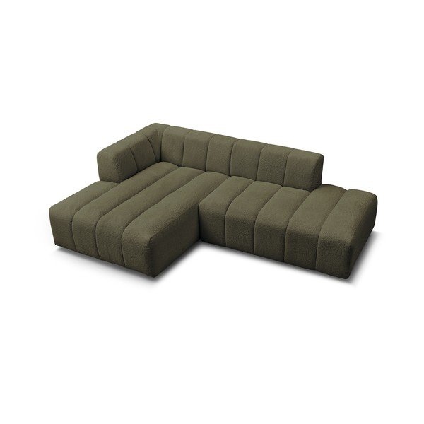 Žalios spalvos iš boucle kampinė sofa (su kairiuoju kampu/su gultu) Annecy – Bobochic Paris-image-4