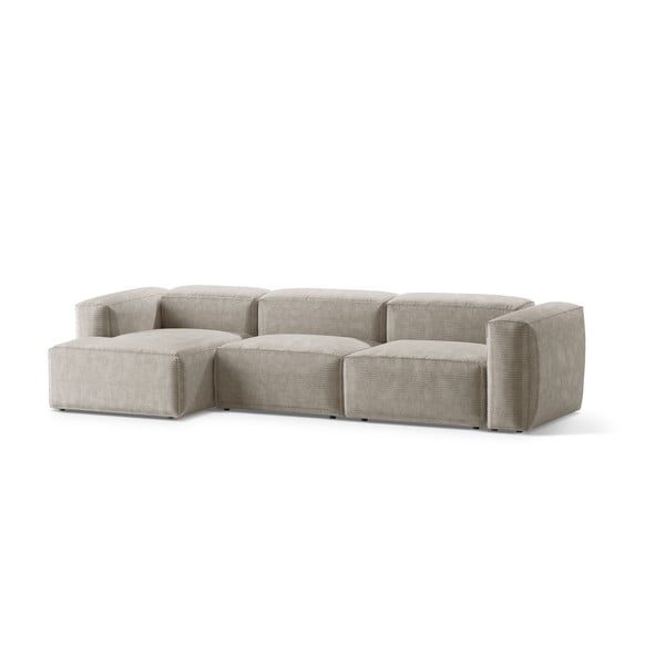 Smėlio spalvos iš kordinio velveto kampinė sofa (su kairiuoju kampu/su gultu) Bergamo – Cosmopolitan Design-image-2