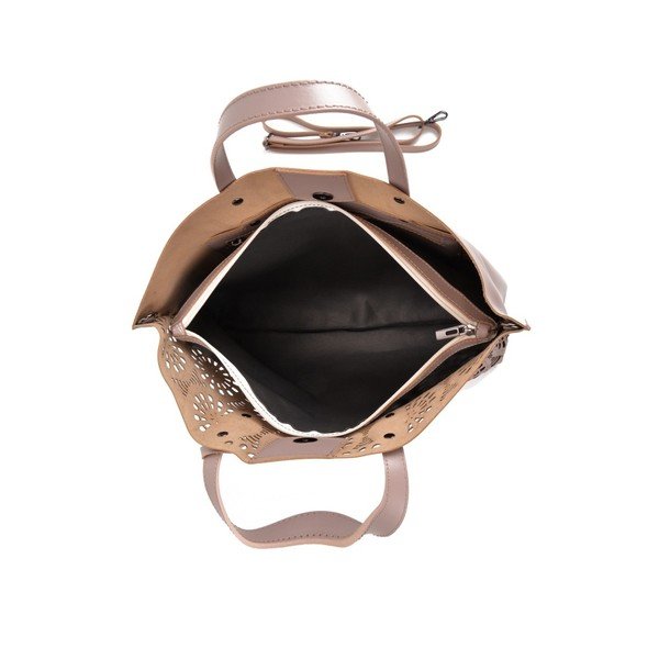 Rožinės ir smėlio spalvos odinė rankinė Mangotti Krepšiai Lulia-image-1