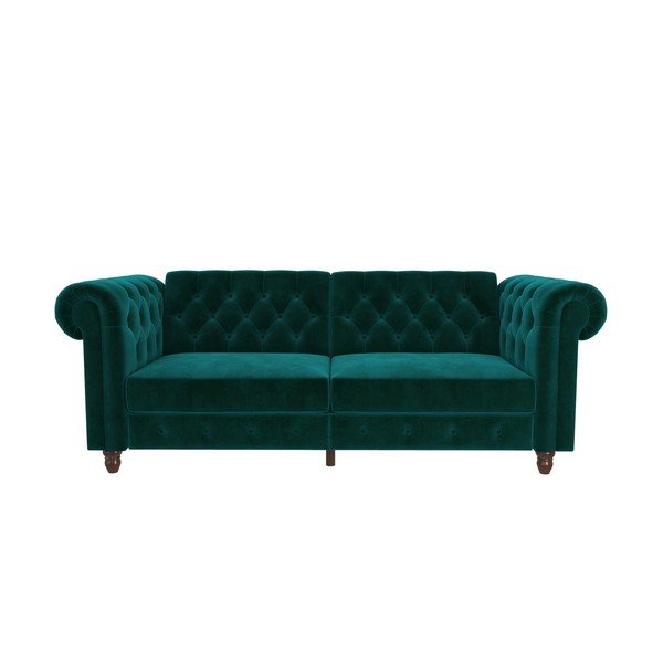 Žalia sofa-lova su aksominiu paviršiumi Støraa Felix