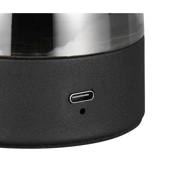 Pilkos spalvos stalinis šviestuvas LED (aukštis 18 cm) su stiklo gaubtu Dooley – Reality-image-3