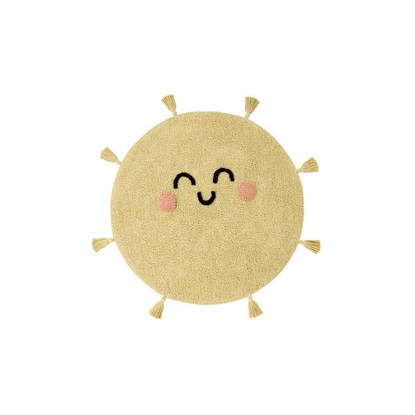 Skalbiamas/rankų darbo iš medvilnės vaikiškas kilimas geltonos spalvos ø100 cm You're My Sunshine – Lorena Canals