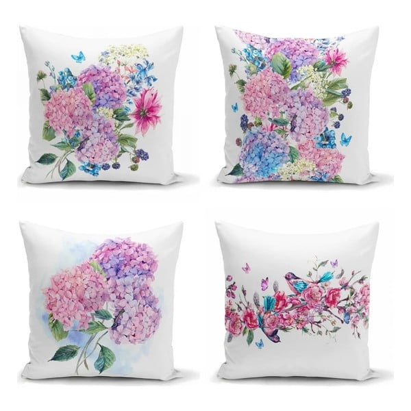 4 dekoratyvinių pagalvių užvalkalų rinkinys Minimalistiniai pagalvių užvalkalai Violetinė rožinė, 45 x 45 cm