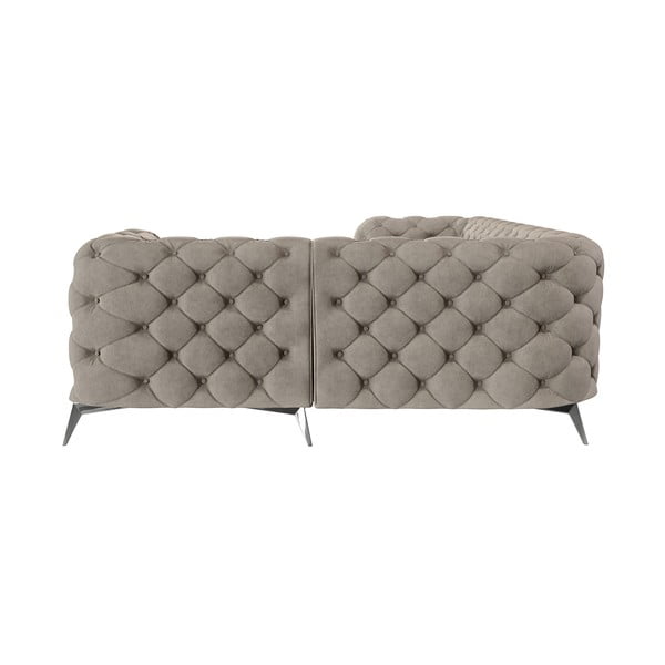Pilkai smėlinės spalvos iš velveto kampinė sofa (su dešiniuoju kampu/„L“ formos) Chelsea – Ropez-image-3
