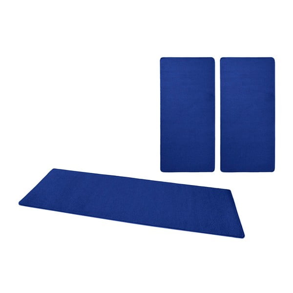 3 mėlynų kilimėlių prie lovos rinkinys Hanse Home