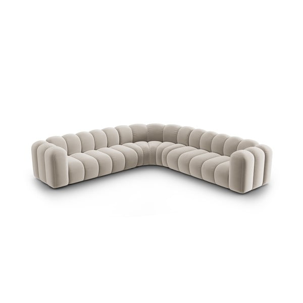 Kreminės spalvos iš velveto modulinė kampinė sofa Lupine – Micadoni 