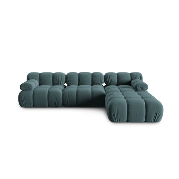 Kampinė sofa smaragdinės spalvos iš velveto Bellis – Micadoni Home