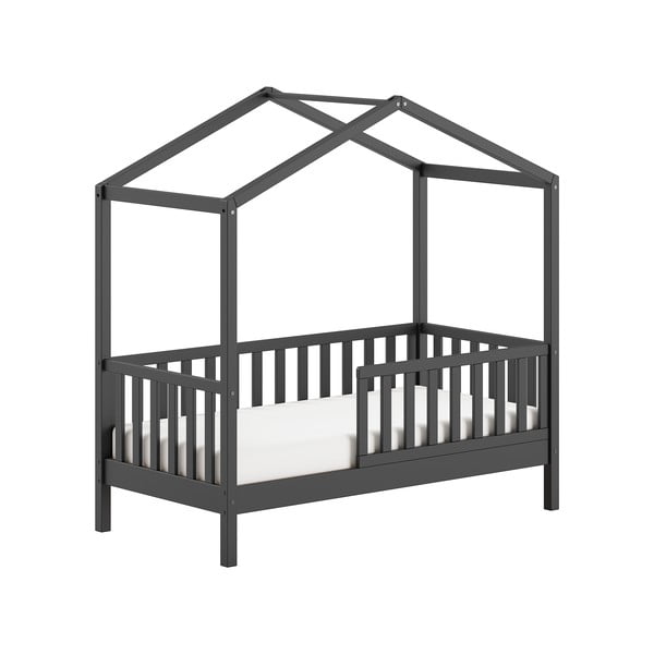 Antracito spalvos naminė iš pušies masyvo vaikiška lova su lovos grotelėmis 70x140 cm DALLAS – Vipack-image-3