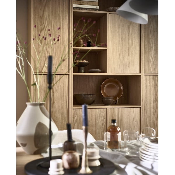 Modulinė knygų spinta natūralios spalvos iš ąžuolo 120x243 cm Modulair – vtwonen-image-4