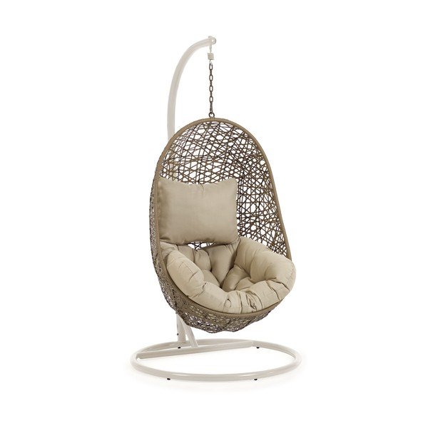 Šviesiai pilkos spalvos/smėlio spalvos sodo pakabinamas krėslas dirbtinis rotangas Florina – Kave Home