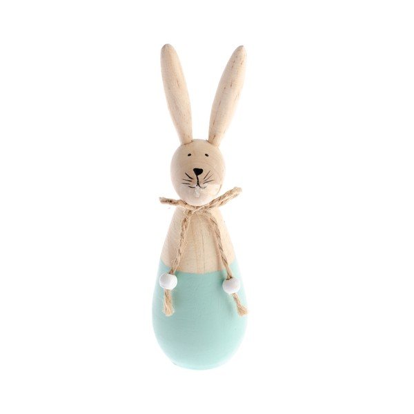 Medinė dekoracija su mėlyna detale "Dakls Happy Easter Hare", 15 cm aukščio