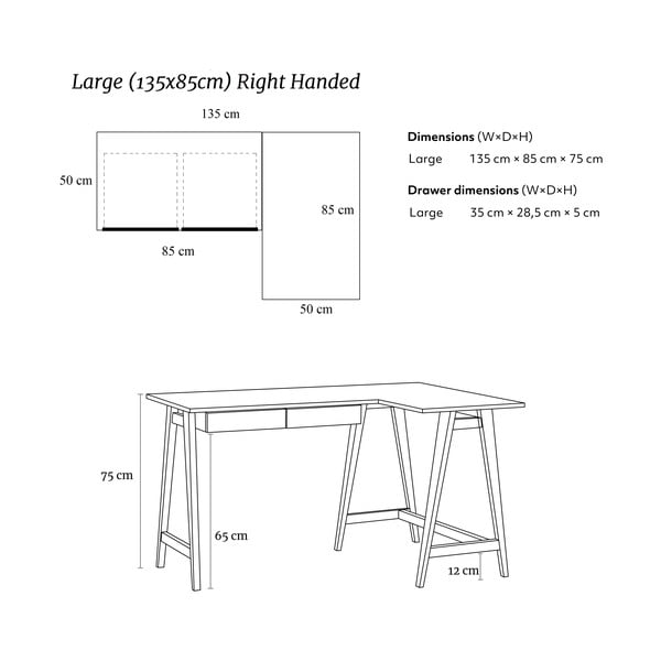 Darbo stalas 85x135 cm Luka - Ragaba-image-4