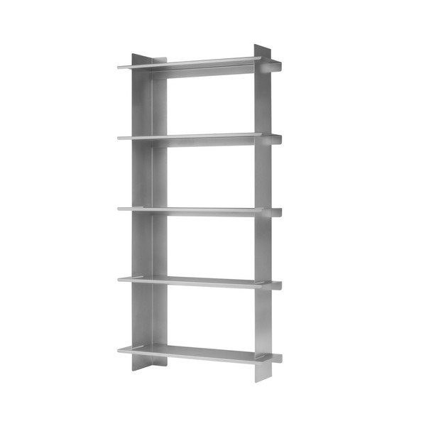Sidabrinės spalvos iš nerūdijančio plieno kelių aukštų sieninė lentyna 70 cm Tivo Shelving Unit - 5-tier – noo.ma