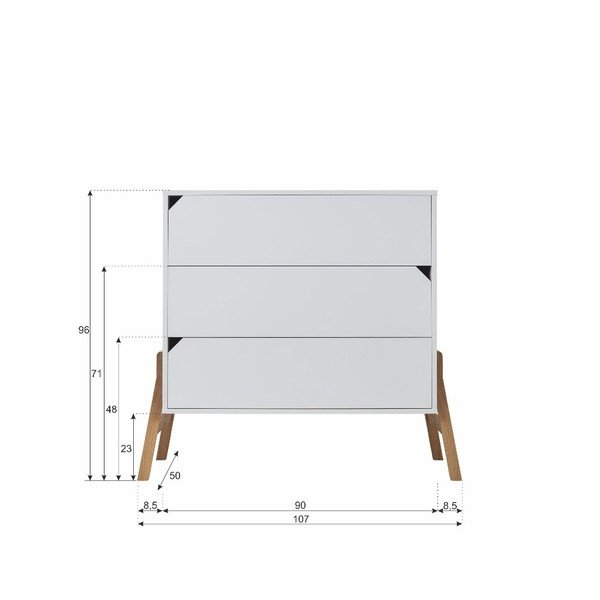 Balta komoda su 3 stalčiais BELLAMY Lotta-image-3