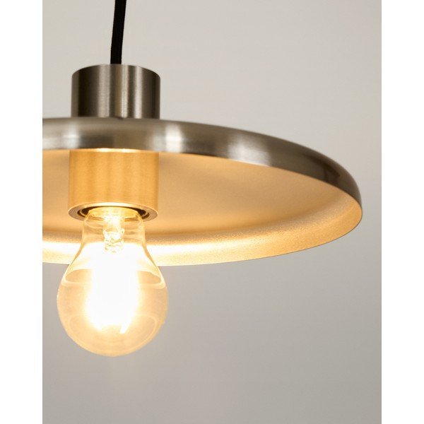 Sidabrinės spalvos kabantis šviestuvas su metaliniu gaubtu Nuvira – Kave Home-image-1