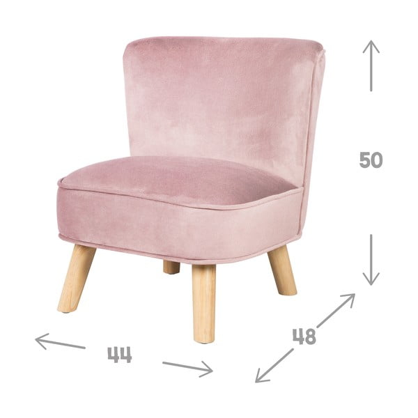 Vaikiškas krėslas šviesiai rožinės spalvos iš velveto Lil Sofa – Roba-image-3