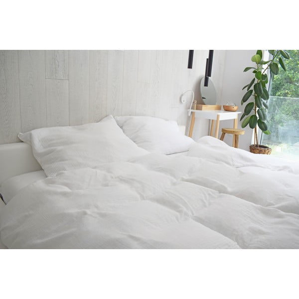 Iš muslino dvigulė patalynė baltos spalvos 200x200 cm Plain Muslin – Butter Kings-image-1