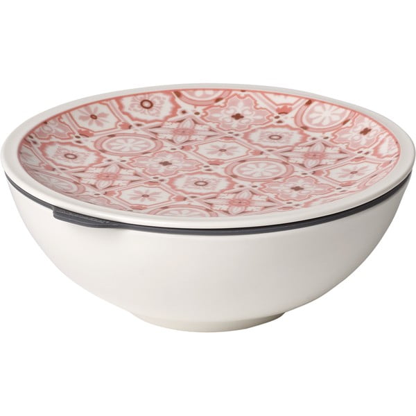 Raudonos ir baltos spalvos porcelianinė maisto dėžutė Villeroy & Boch Like To Go, ø 16,3 cm