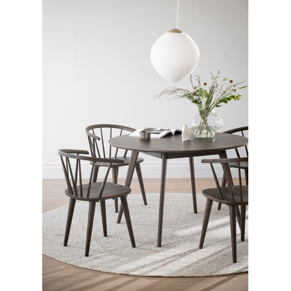 Apvalios formos valgomojo stalas tamsiai rudos spalvos iš ąžuolo ø 115 cm Yumi – Rowico-image-4