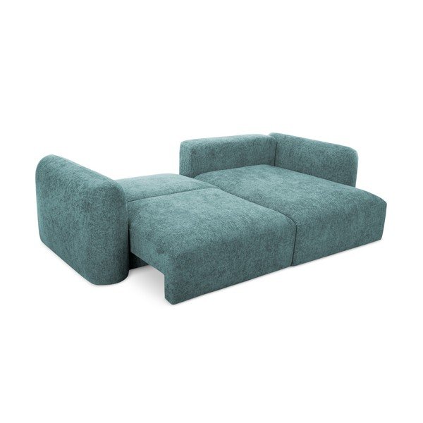 Mėlynos spalvos iš šenilinio audinio sulankstoma/su sandėliavimo vieta kampinė sofa (su dešiniuoju kampu/su gultu) Mele – Makamii-image-2