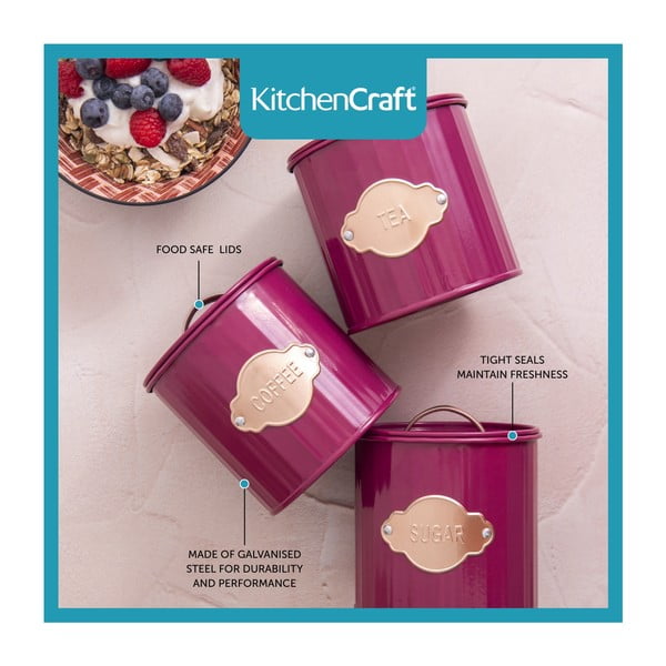 3 raudonos spalvos plieno stiklainiai - Kitchen Craft-image-3