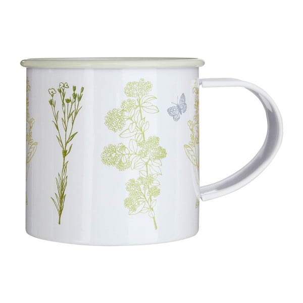 Baltas alavinis puodelis su gėlėmis Premier Housewares Finchwood, 350 ml