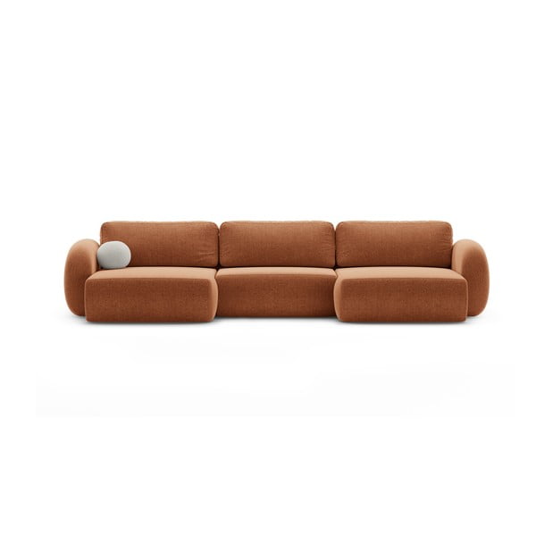 Raudonos plytų spalvos iš šenilinio audinio sulankstoma/su sandėliavimo vieta kampinė sofa („U“ formos) Tonale – Cosmopolitan Design