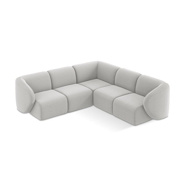 Šviesiai pilkos spalvos kampinė sofa iš velveto Lani – Makamii-image-1