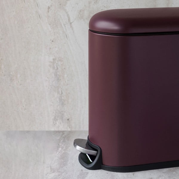 Tamsiai violetinės spalvos iš metalo šiukšliadėžė su pedalu 5 l Mini Walther – Mette Ditmer Denmark-image-1