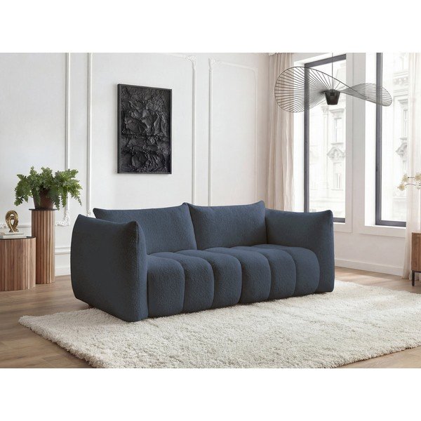 Tamsiai mėlynos spalvos sofa iš boucle 234 cm Azra – Bobochic Paris-image-1