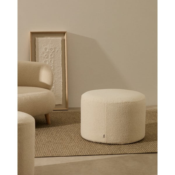 Kreminės spalvos iš boucle pufas Kaeli – Kave Home-image-1