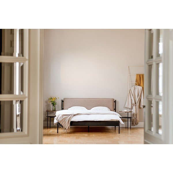 Juodos spalvos iš plieno dvigulė lova audiniu dengta su lovos grotelėmis 200x200 cm Eton Basic – noo.ma-image-3