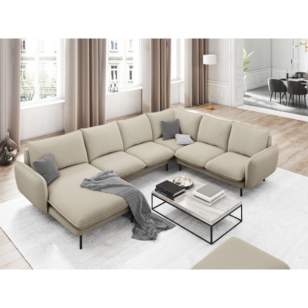Smėlio spalvos U formos sofa Cosmopolitan Design Vienna, kampas dešinėje-image-1