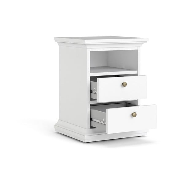 Baltas naktinis staliukas su lentynomis Paris - Tvilum-image-4