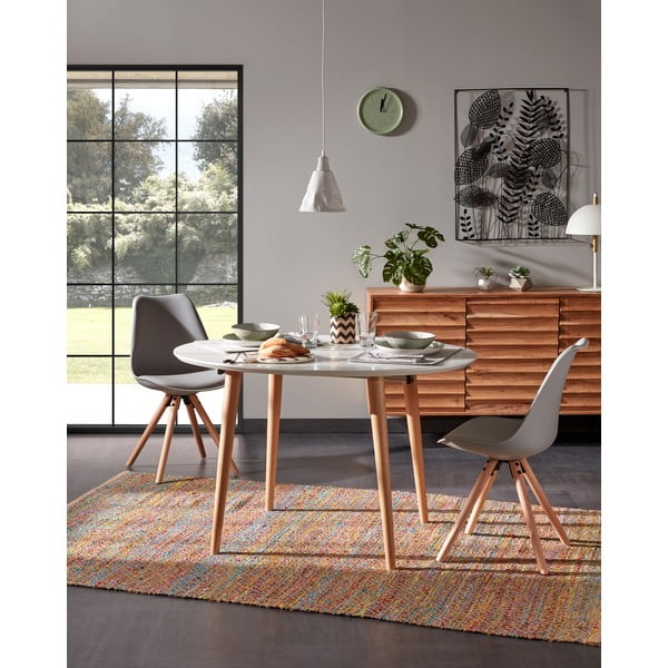 Prailginamas valgomojo stalas baltos spalvos su baltu stalviršiu 90x120 cm Oqui – Kave Home-image-1