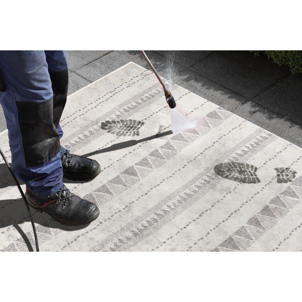 Pilkos ir kreminės spalvos lauko kilimas NORTHRUGS Bahamas, 80 x 350 cm-image-1