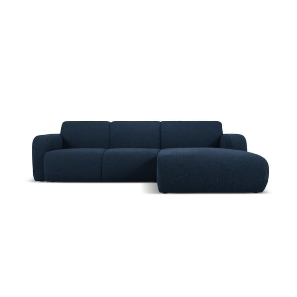 Kampinė sofa tamsiai mėlynos spalvos iš boucle (su dešiniuoju kampu) Molino – Micadoni Home