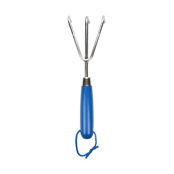 Tamsiai mėlynas Esschert Design Gardener sodo grėblys, 28,1 cm ilgio