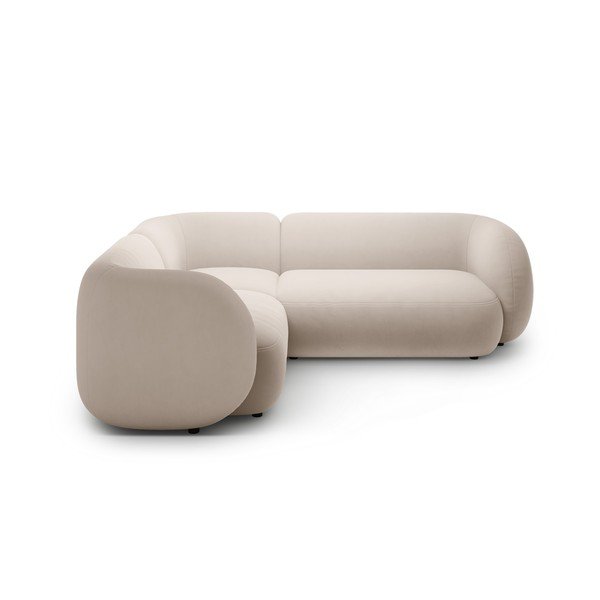 Smėlio spalvos kampinė sofa iš velveto (su kairiuoju kampu/„L“ formos) Kate – Micadoni -image-2