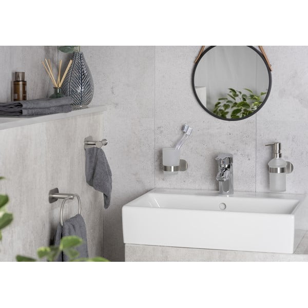 Klijuojamas iš stiklo dantų šepetėlio indas matinės sidabrinės spalvos Orea – Wenko-image-4