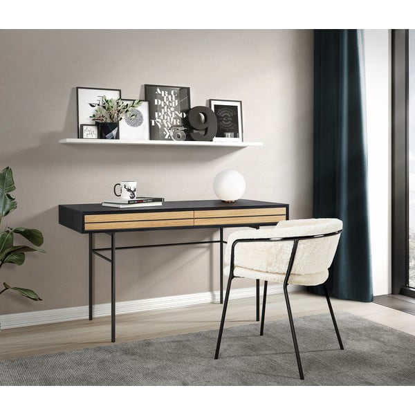 Juodas rašomasis stalas Woodman Stripe, 130 x 60 cm-image-4